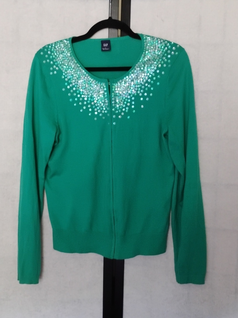 GAP- Beautiful Green Embellished Sweater. Size L